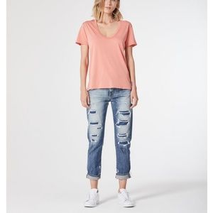 AG Ex Boyfriend Slim 19 yrs quilted blue mended